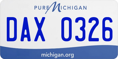 MI license plate DAX0326