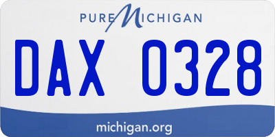 MI license plate DAX0328