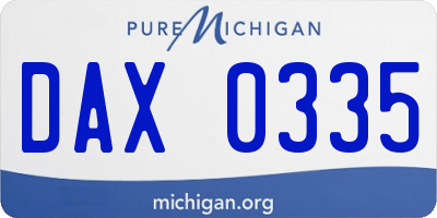 MI license plate DAX0335
