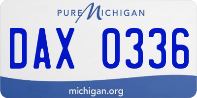 MI license plate DAX0336