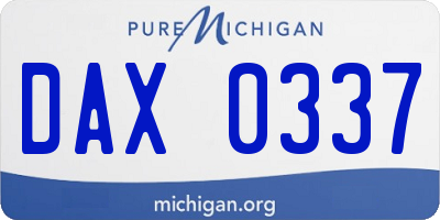 MI license plate DAX0337