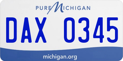 MI license plate DAX0345
