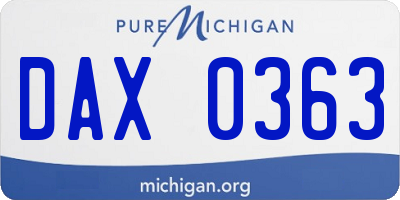 MI license plate DAX0363