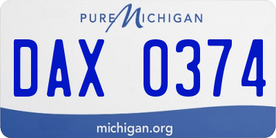 MI license plate DAX0374