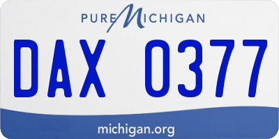 MI license plate DAX0377