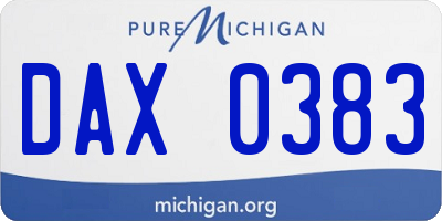 MI license plate DAX0383