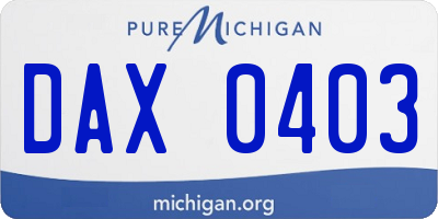 MI license plate DAX0403