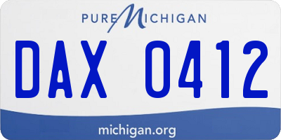 MI license plate DAX0412