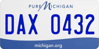 MI license plate DAX0432