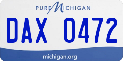 MI license plate DAX0472