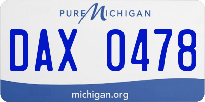 MI license plate DAX0478