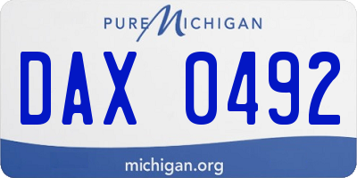 MI license plate DAX0492