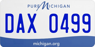 MI license plate DAX0499