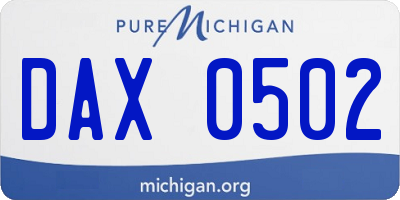 MI license plate DAX0502