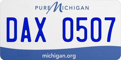 MI license plate DAX0507