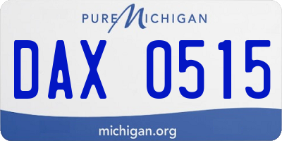 MI license plate DAX0515