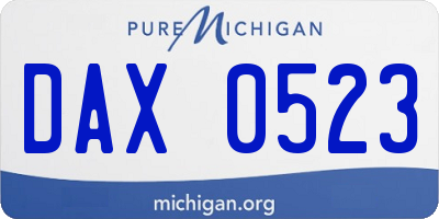 MI license plate DAX0523