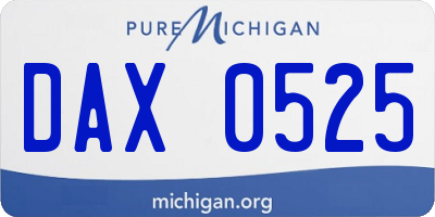 MI license plate DAX0525