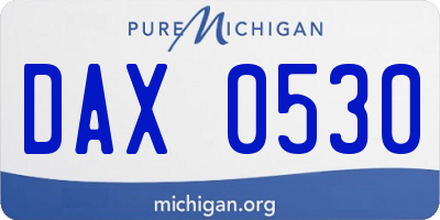 MI license plate DAX0530