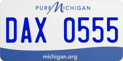 MI license plate DAX0555