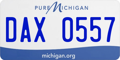 MI license plate DAX0557
