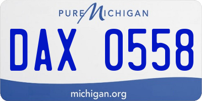 MI license plate DAX0558