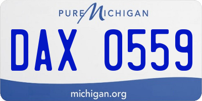 MI license plate DAX0559