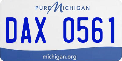 MI license plate DAX0561