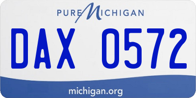 MI license plate DAX0572