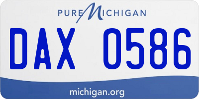 MI license plate DAX0586