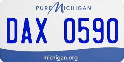 MI license plate DAX0590