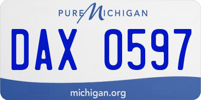 MI license plate DAX0597