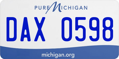 MI license plate DAX0598