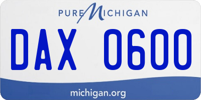 MI license plate DAX0600