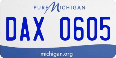 MI license plate DAX0605