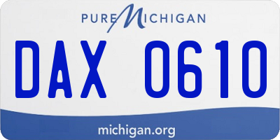 MI license plate DAX0610
