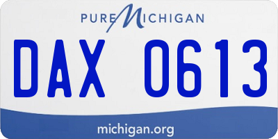 MI license plate DAX0613