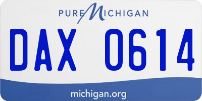 MI license plate DAX0614
