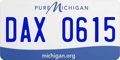 MI license plate DAX0615