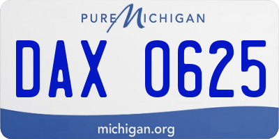 MI license plate DAX0625