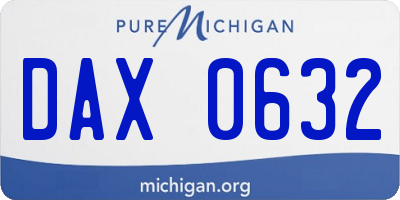 MI license plate DAX0632