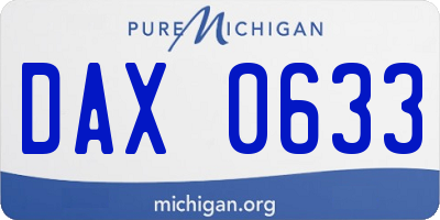 MI license plate DAX0633