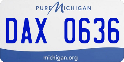 MI license plate DAX0636