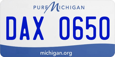 MI license plate DAX0650