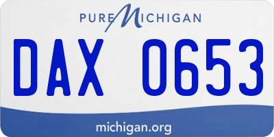MI license plate DAX0653