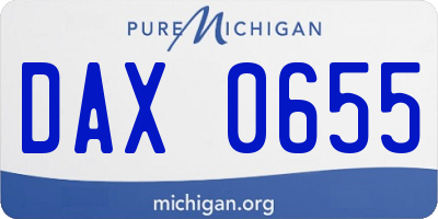 MI license plate DAX0655