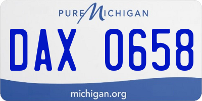 MI license plate DAX0658