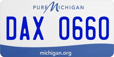 MI license plate DAX0660