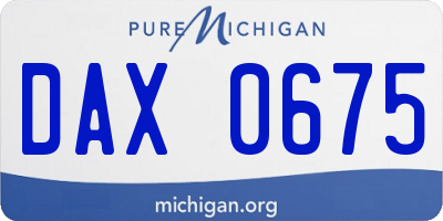 MI license plate DAX0675