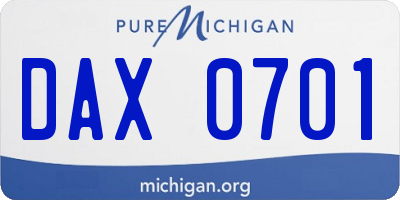 MI license plate DAX0701